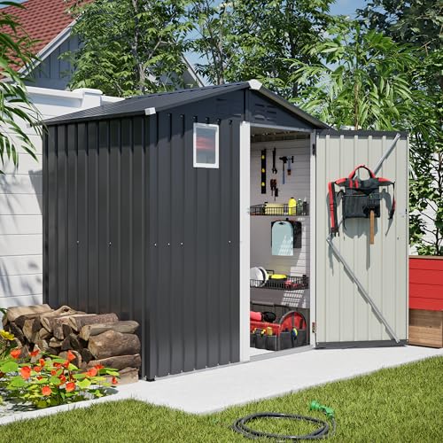 Metal Outdoor Storage Shed, 6' x 4', Steel Utility Tool