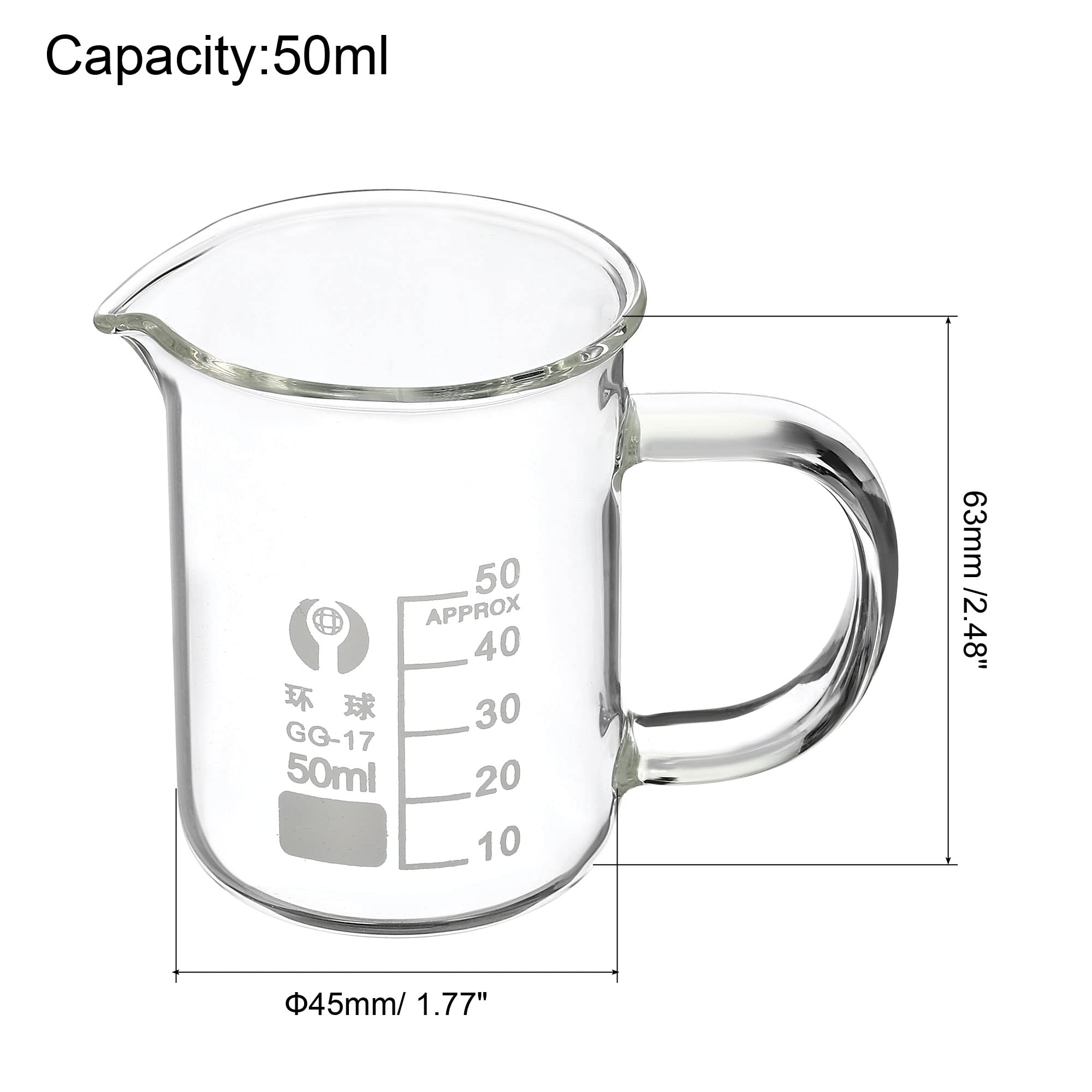 2 Béchers Verre Borosilicate 150ml PATIKIL - Gradués Avec Bec Verseur Pour Labo Ou Cuisine