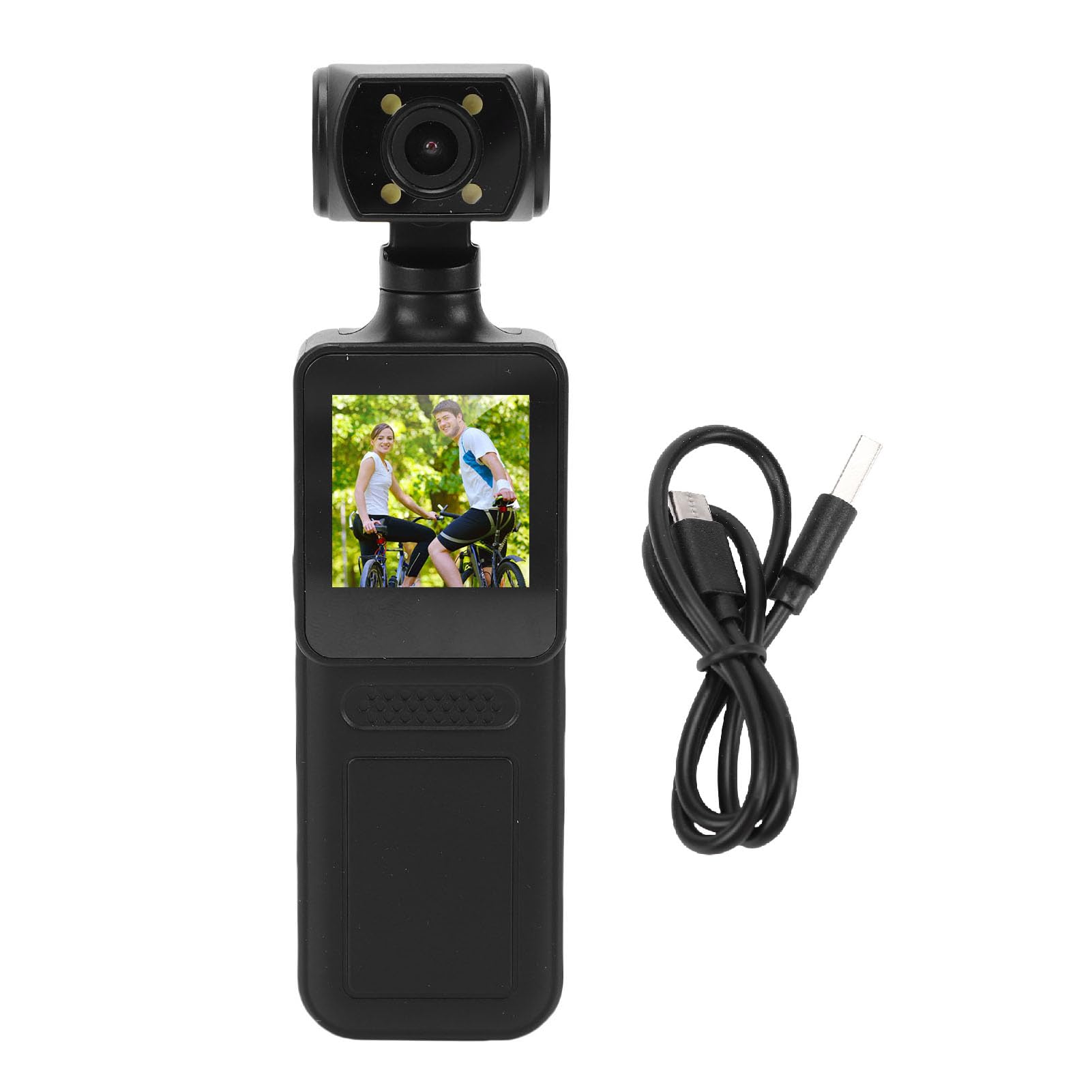 Dpofirs Kamera Korpusowa, Kamera Akcji 4K, Ekran HD o Przekątnej 1,31 Cala, z Klipsem z Tyłu Obiektywu Obracającym się o 180°, Wodoodporna Sportowa z funkcją Anti Shake WiFi, do