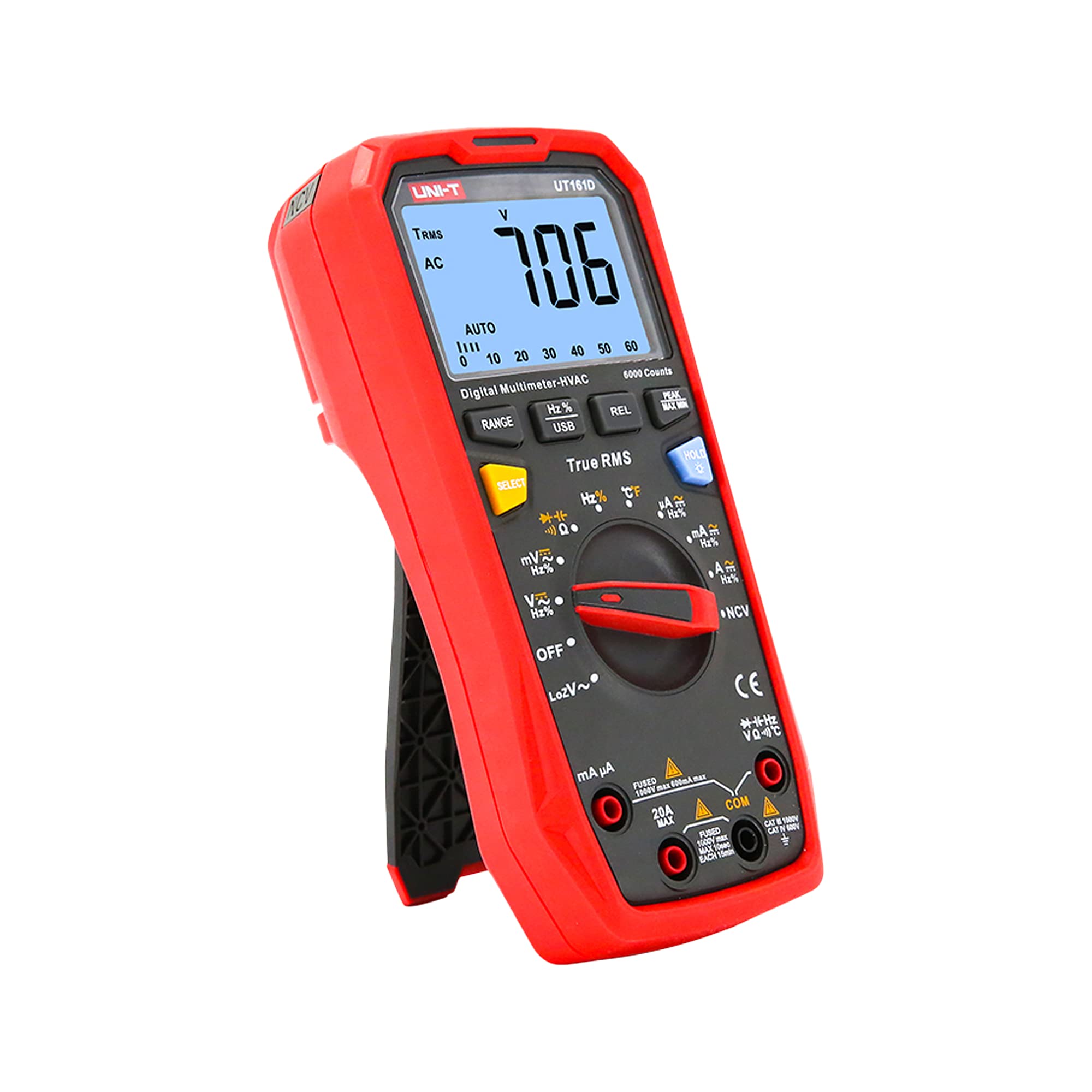 KUUT161D/MIE0433, tester di tensione, corrente CA/CC, capacità, test di continuità del circuito e diodi, misurazione della temperatura