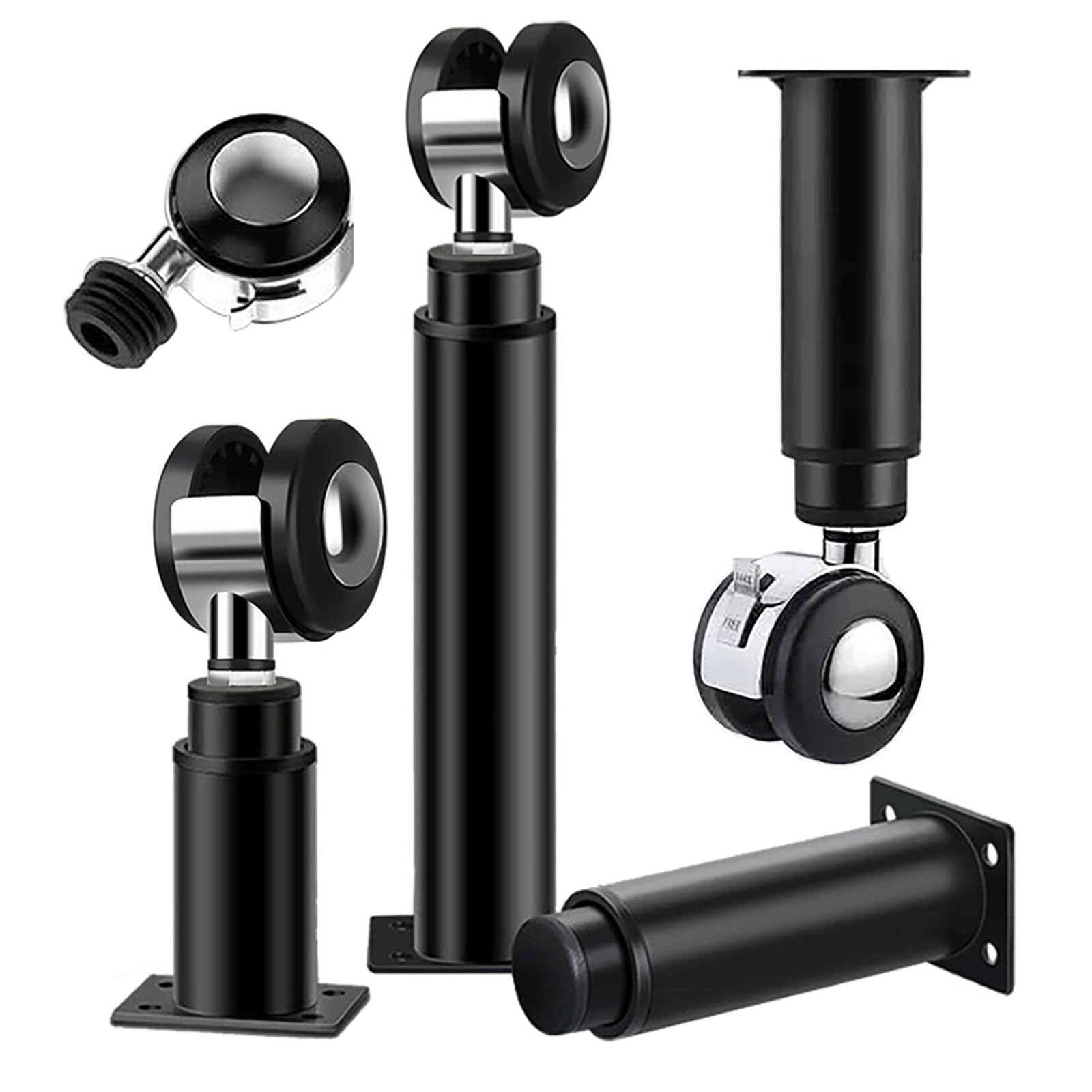 UYHBCNQD 4 Pcs Replacement Legs Set Furniture Legs with Swivel Caster Furniture Foot Adjustable Dresser Support Legs Extenders Table Feet(Nero,12cm)