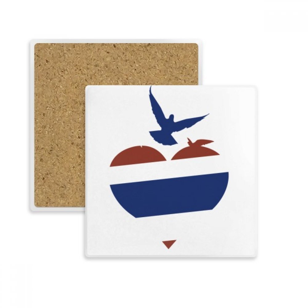 Dessous de verre carré en pierre absorbante Thailande Coeur pour mug et tasse