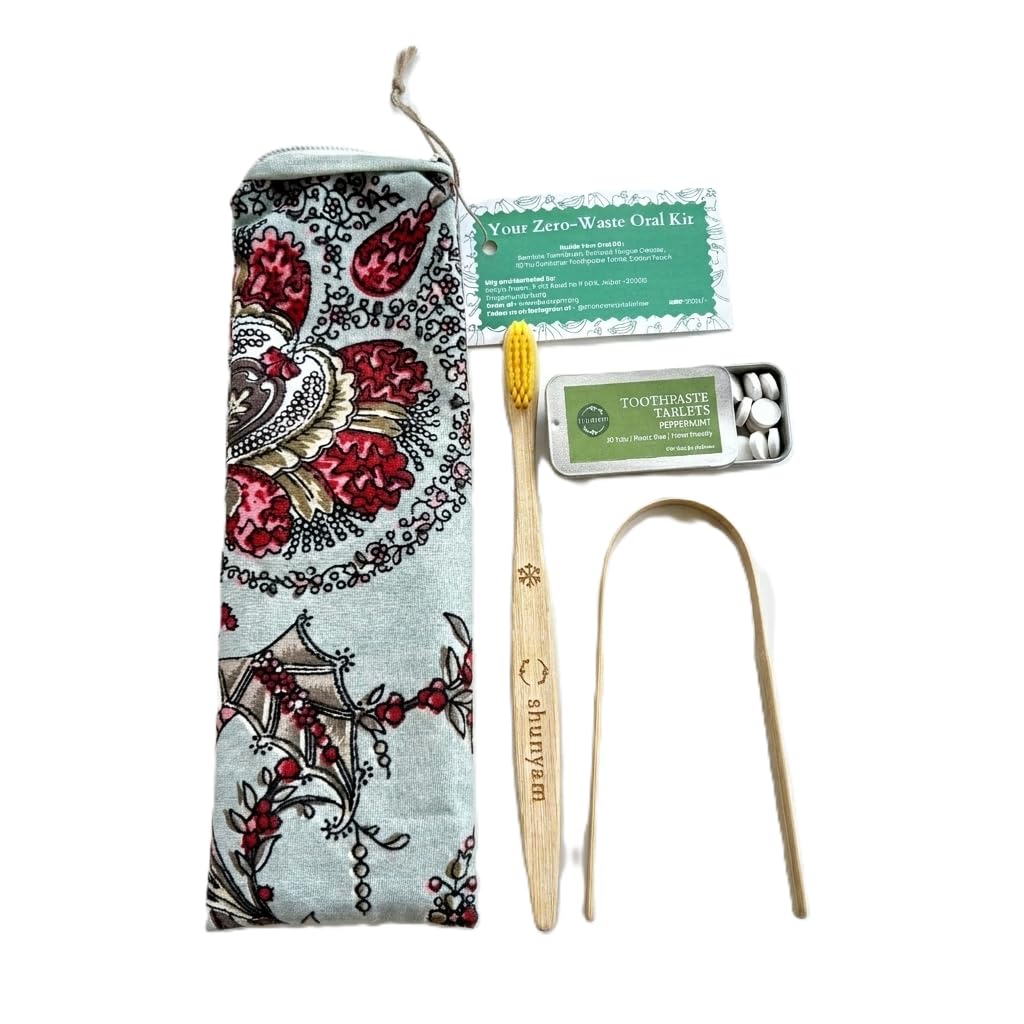 Shunyam Sustainable Dental Kit - Starter Kit | Peppermint | Eco-Friendly | Toothpaste Tablets, Bamboo Brush, Bamboo Tongue Cleaner | Travel Friendly | Natural for Fresh Breath-image-27
