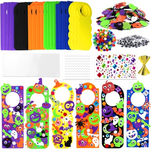 24 Set Halloween Craft Kits for Kids, DIY Halloween Doorknob Hanger...