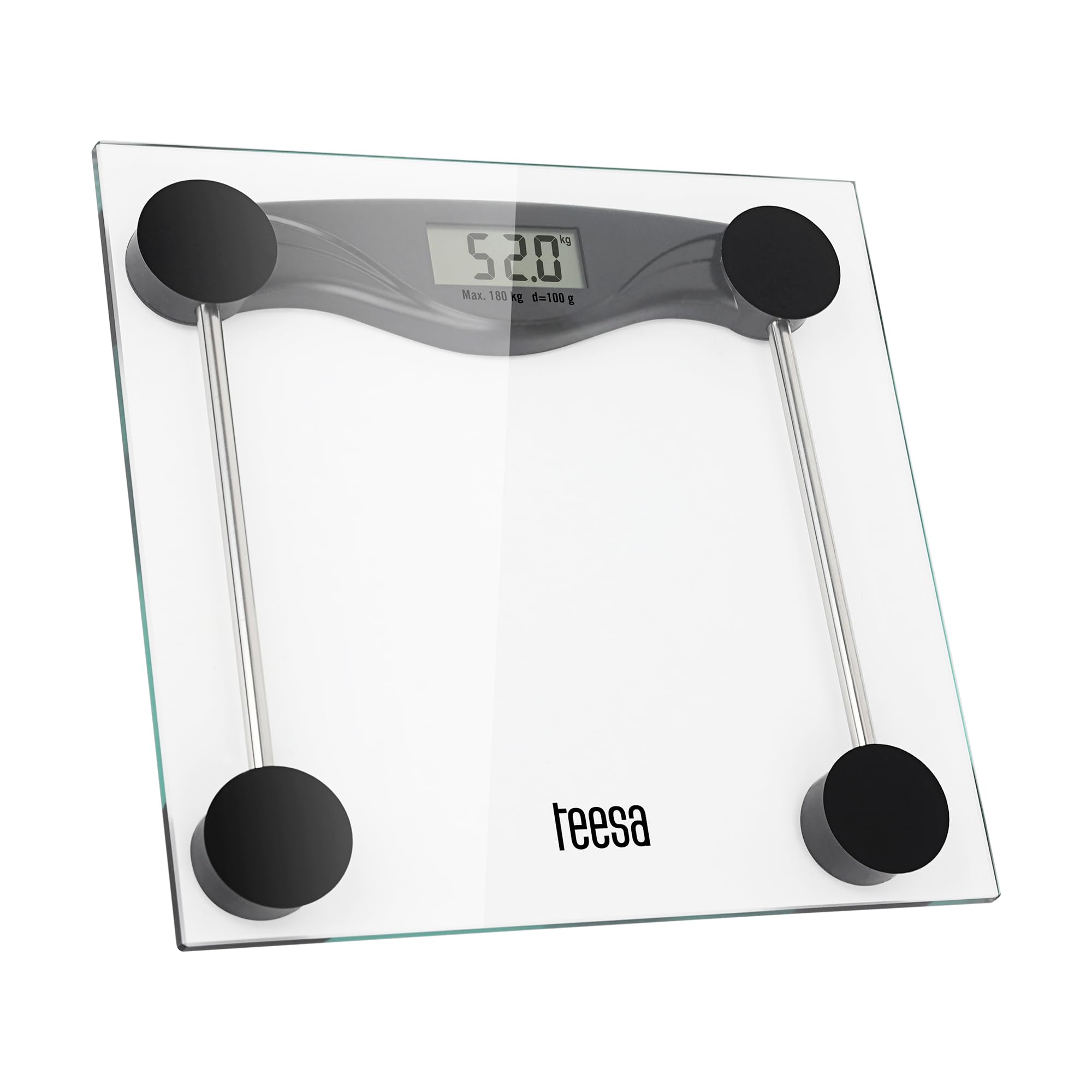 Teesa Szklana Cyfrowa Waga Łazienkowa z Dużym Wyświetlaczem LCD TSA0801