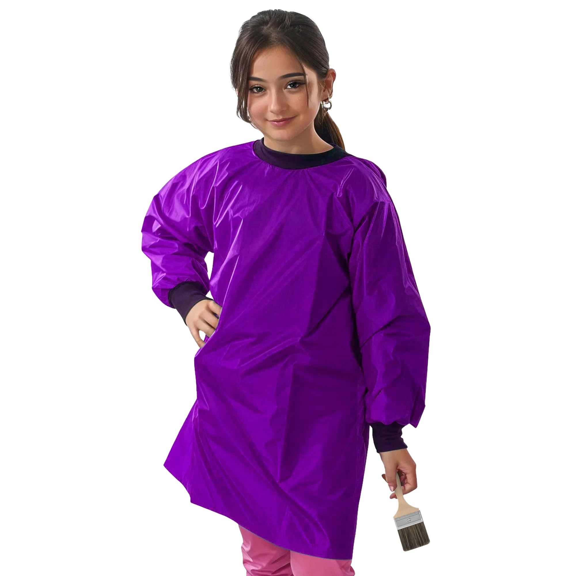 Nd Sports Purple School Kids Craft Time Art Class Protective Wipe Clean Smock Apron (, 10-12 Years)