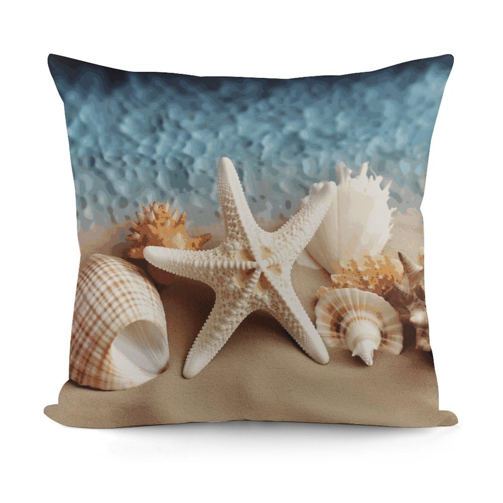 Adfgyerh Style Starfish Coral And Seashell Decorative Pillow Covers, Throw Pillow Covers Soft For All Seasons, Pillowcases For Couch Living Room Sofa Bedroom 18X18 Inch