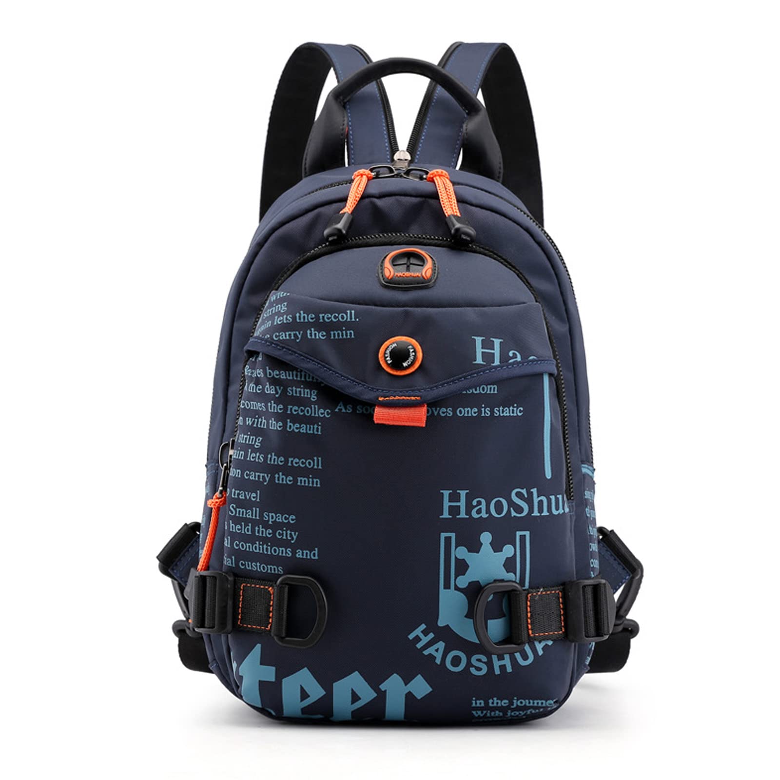 FANDARE Sac Poitrine Porté Travers Femme Homme - Sac D'école, D'épaule, De Randonnée, Bandoulière - Sacoche Voyage Avec Trou D'écouteur & Bandoulière Détachable - Bleu