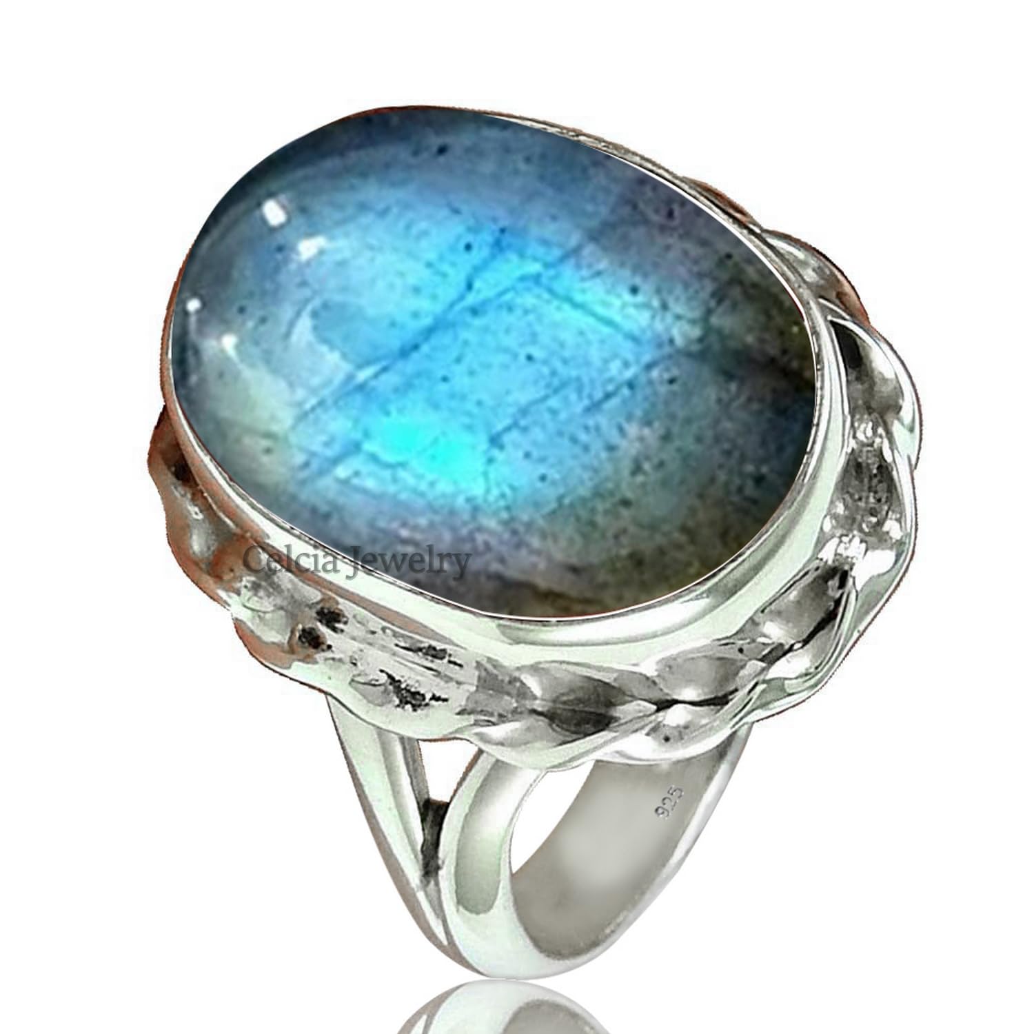 Bague labradorite bleu feu en argent parfait pour un mariage