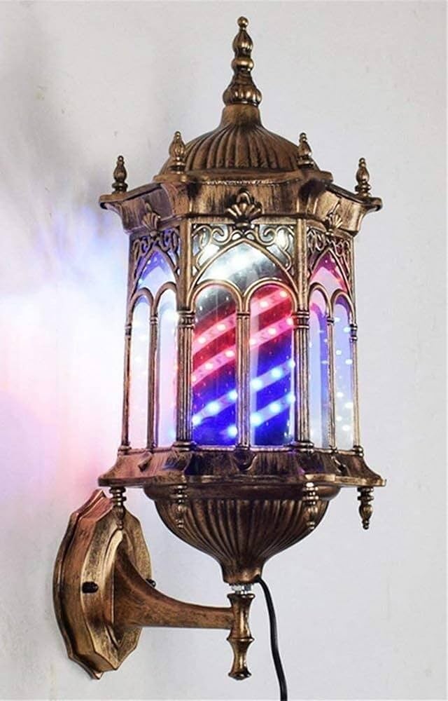 バーバーショップスタイル壁掛けランプ LEDウォールライト,22.8インチ,バーバー,ショップ,回転ライト