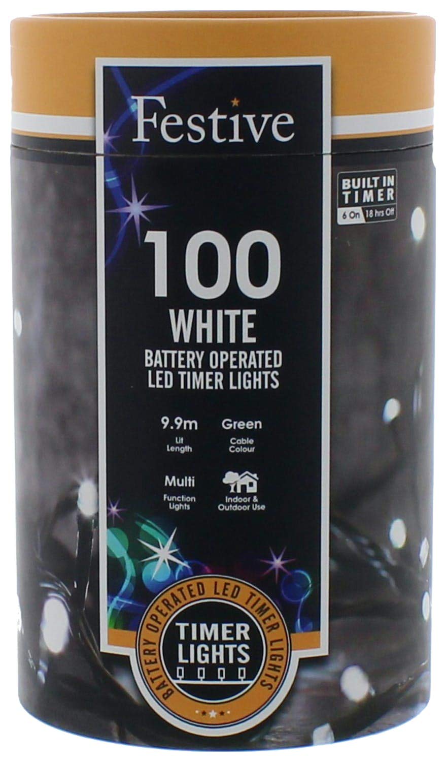 Festive Productions @ Wowooo Green,White Festive Productions 100 Led Battery String Lights : Timer : Bright White