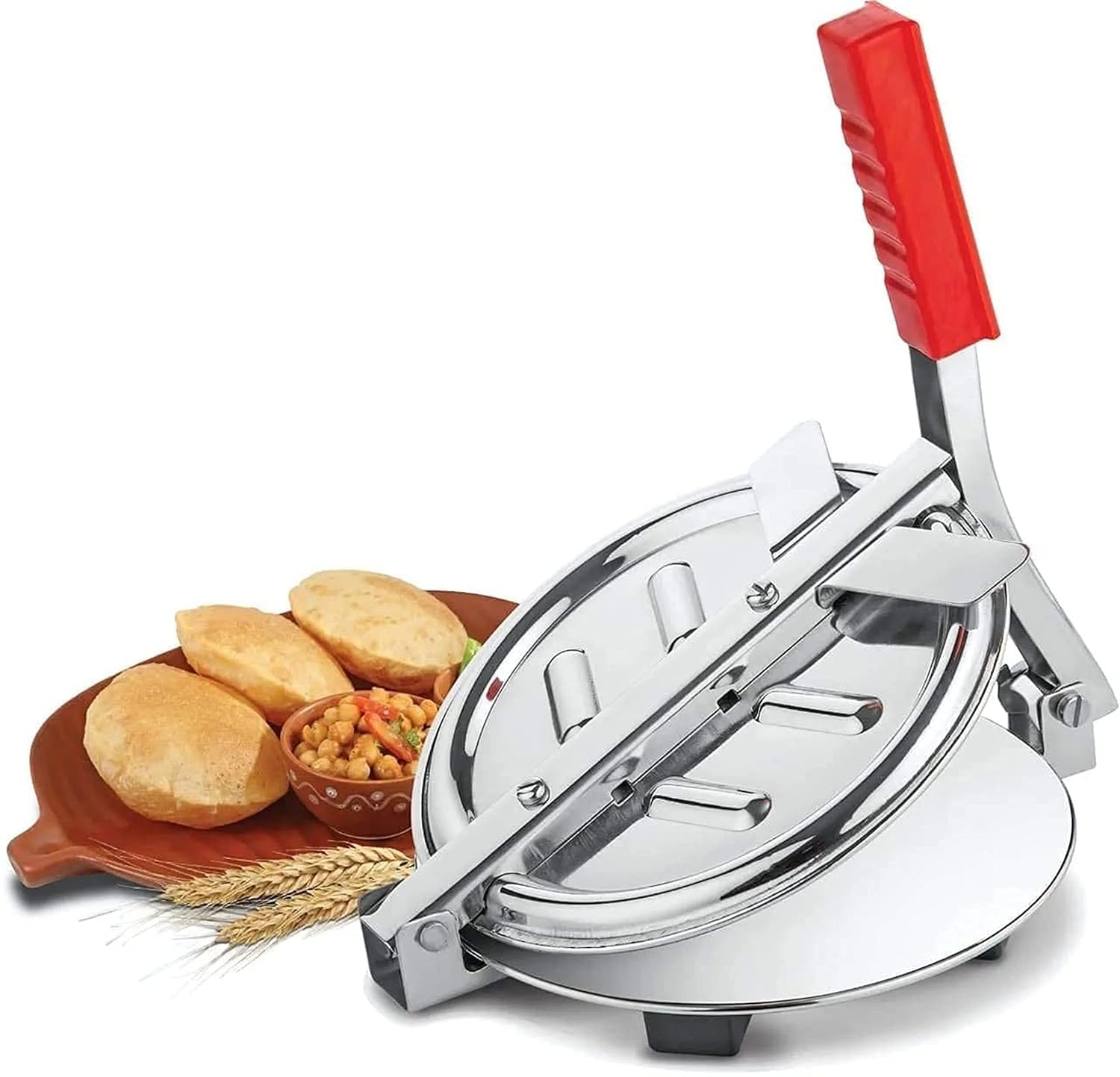 Stainless Steel Maker Press Machine Roti Chapati Presser for Home Papad Khakhra Poori Manual Hand Press with Ergonomic Handle Kitchen Cooking Tool Multicolor-image-34