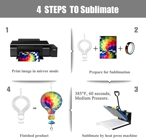 Miniatura 4 de Paquete de 4 hilanderos de viento de sublimación de 8 pulgadas, escultura de viento de metal de aluminio 3D para patio y jardín, adornos artísticos
