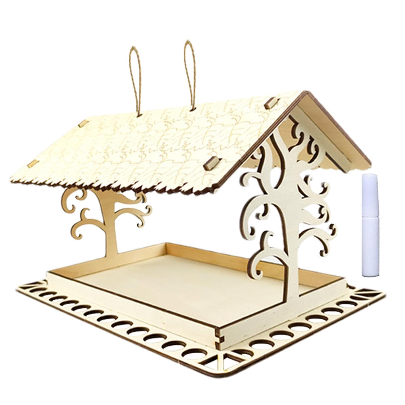 Comedero para pájaros grande de madera, casa para pájaros natural, Comedero de jardín al aire libre para pájaros, Herramienta de alimentación de pájaros espaciales grandes para ventanas, árboles, pare