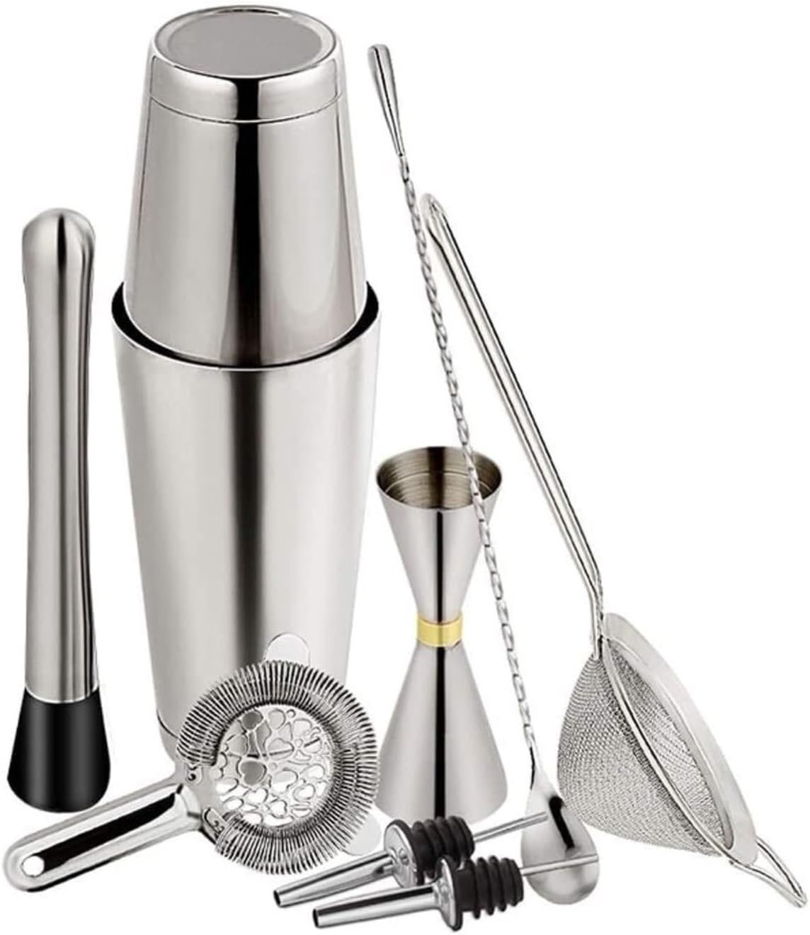 Coctelera Profesional Juego De Barra Casera De Acero Inoxidable De 10 Piezas Kit para Hacer Bebidas Juego De Coctelera Juego De Coctelería Kit Coctelería
