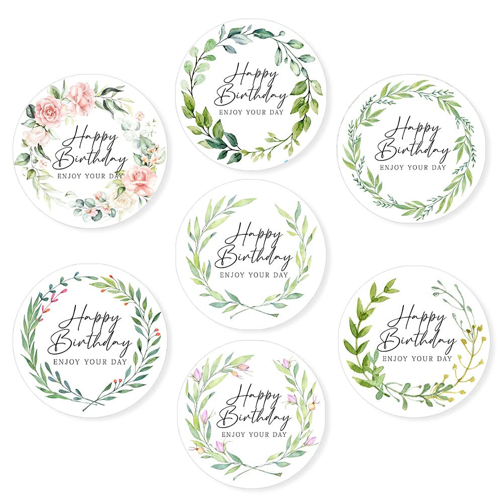 Pack of 40 Floral Happy Birthday Stickers for Card Making (30 mm) Self Adhesive Waterproof Birthday Stickers for Children Packwith®