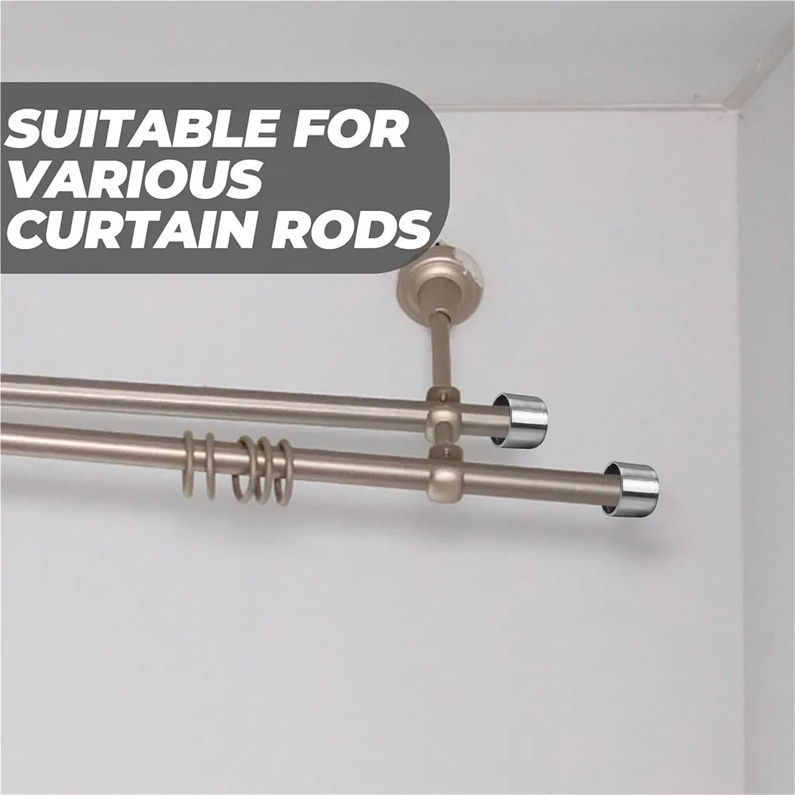 Lot de 4 embouts de tringle à rideaux en métal élégants pour tringle à rideaux - Faciles à installer et amovibles