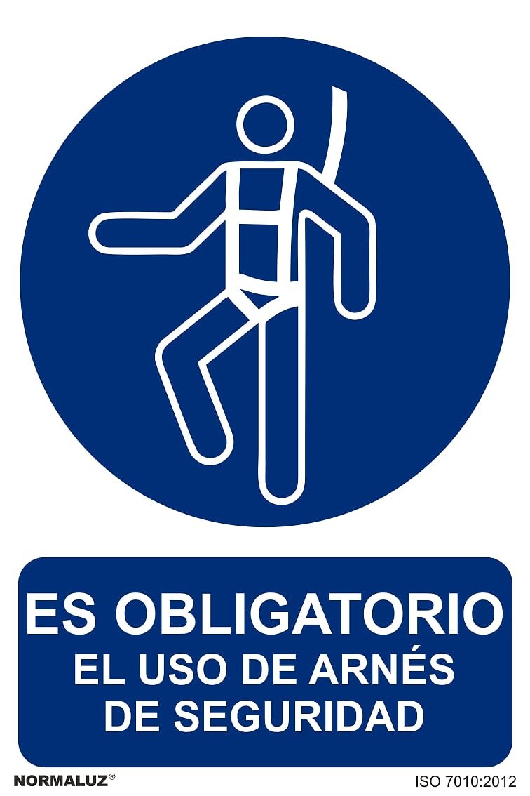 Señal para Uso obligatorio de arnés de Seguridad SEKURECO