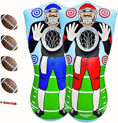 Miniatura 11 de Juego inflable de fútbol de 65 pulgadas, juego de lanzamiento de red de doble cara con mini bolas, juguete deportivo para fiestas en el patio
