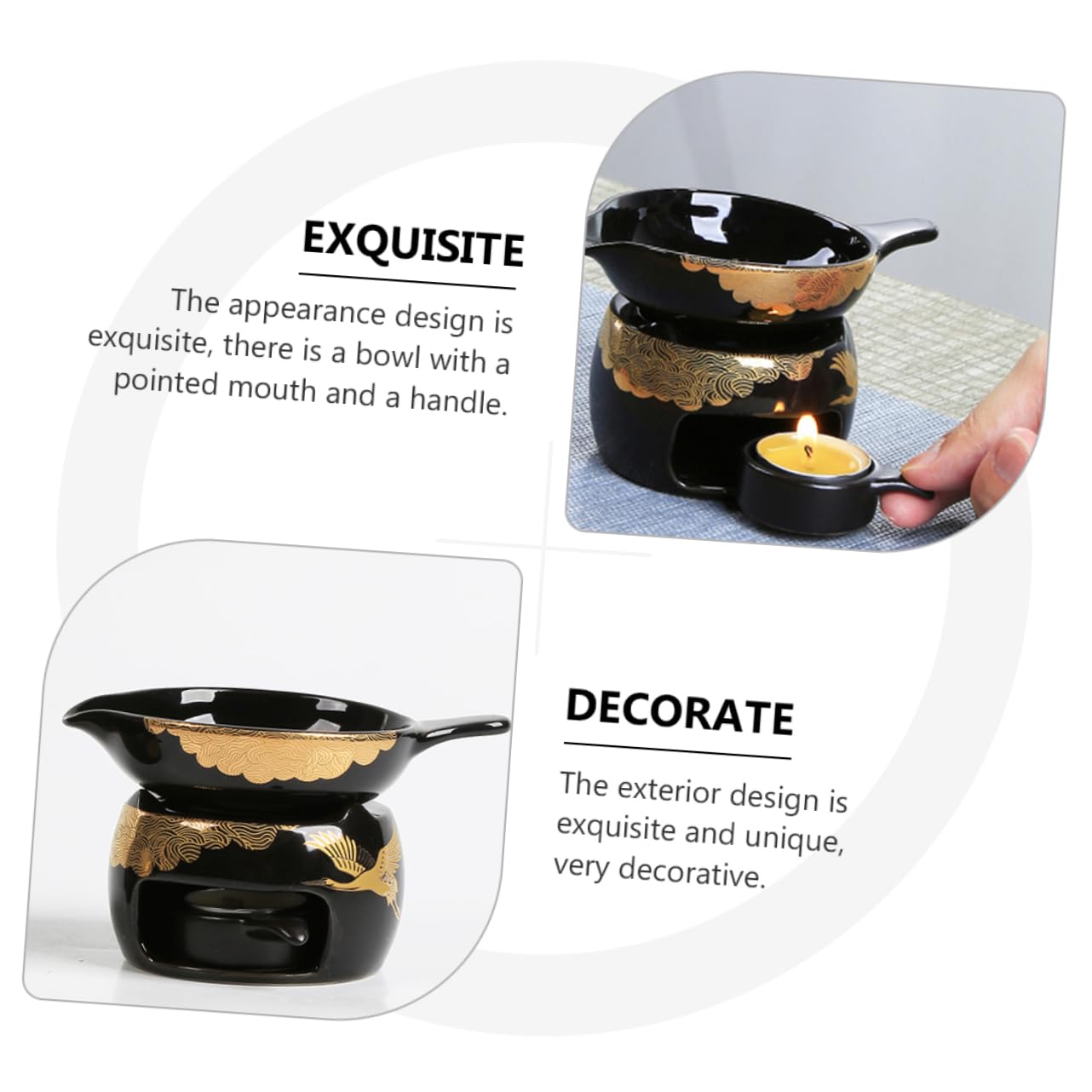 Tostador de Té Mini de Cerámica Negro, 1 Juego para Hogar | Despertador Único, Pieza Decorativa de Sobremesa, Horno de Té para Infusión
