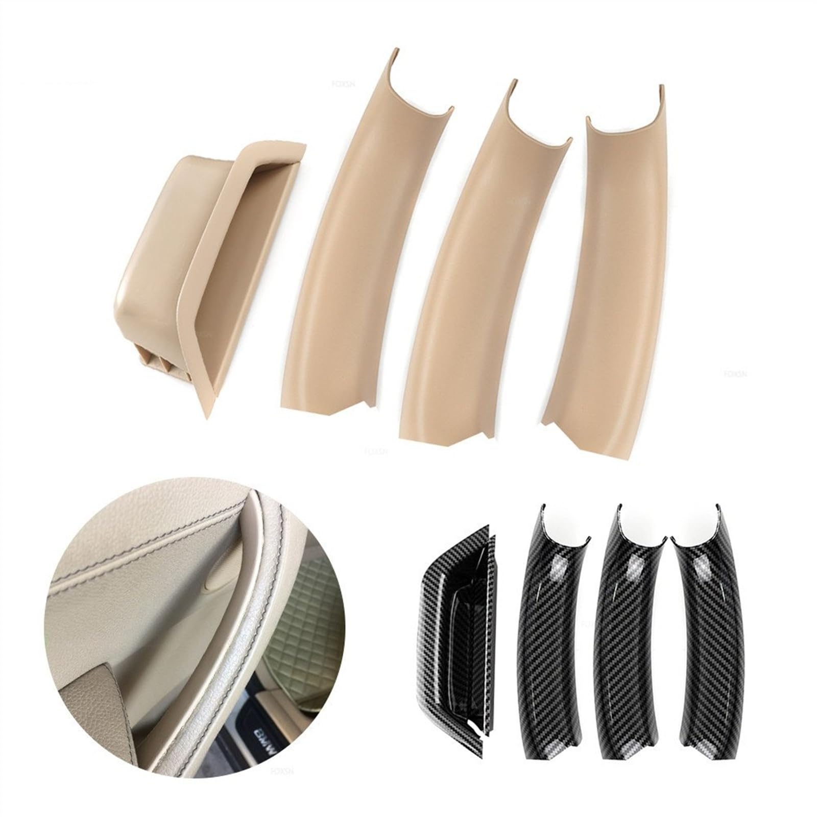 Binnendeurgreep Auto Voor BMW X3 X4 F25 F26 2010 2011 2012 2013 2014 2015 2016 2017 Auto-interieur Carbon Textuur/Zwart/Beige Urklink Panel Pull Cover Auto Interieur Deurklink (Kleur : Left Black