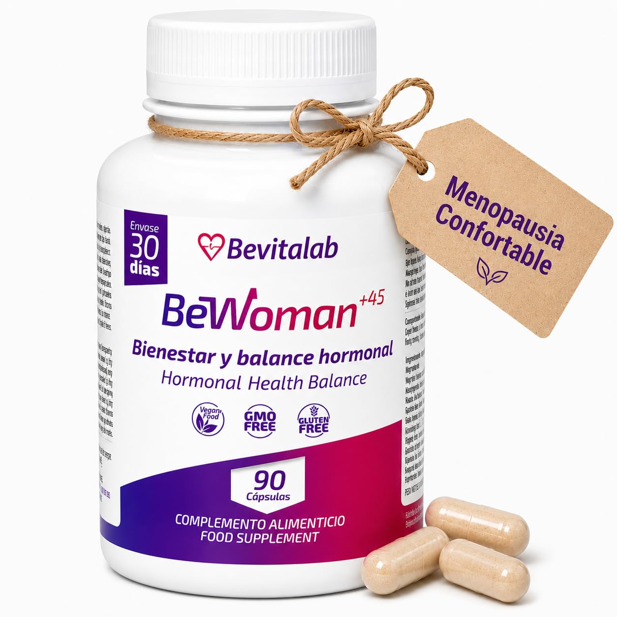 BeWoman+45 – Suplemento Alimenticio para Mujeres +45 con Ashwagandha, Isoflavona