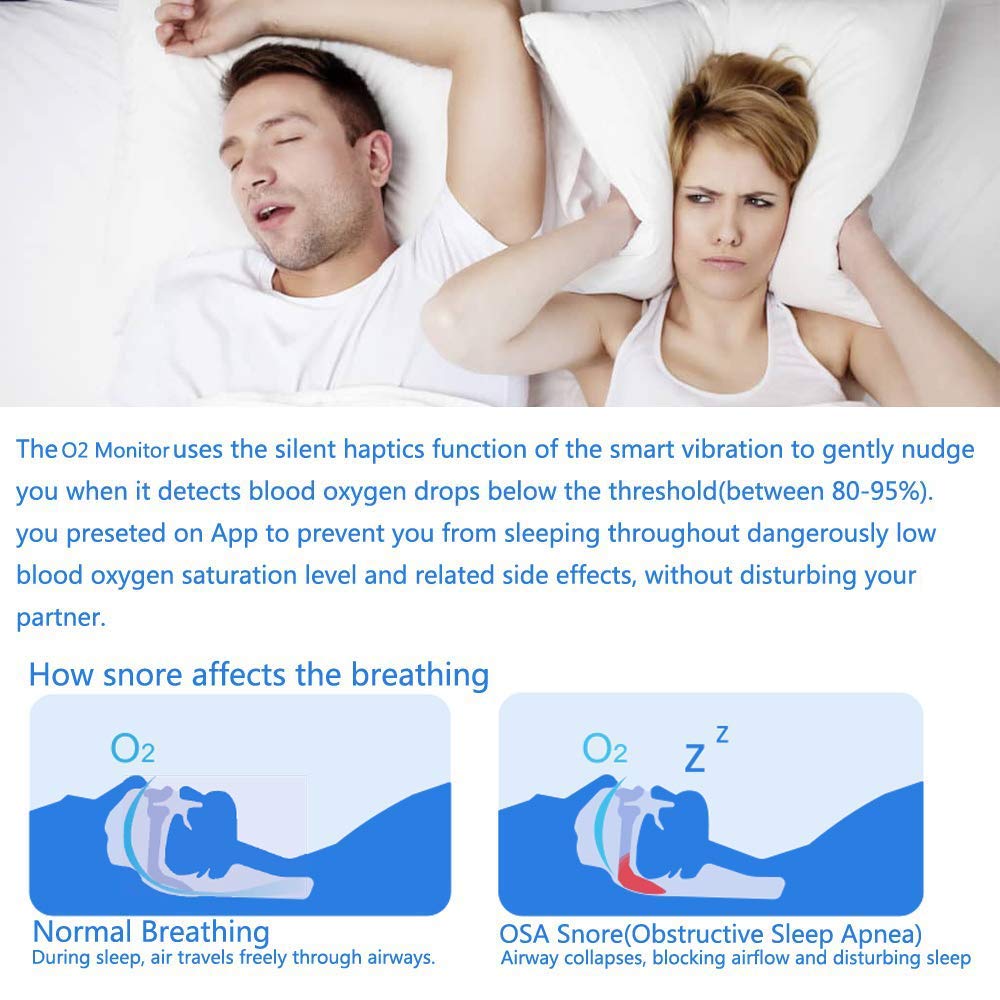 Sleep Oxygen Monitor w Vibration Alert for Snore & Sleep Apnea w Free
