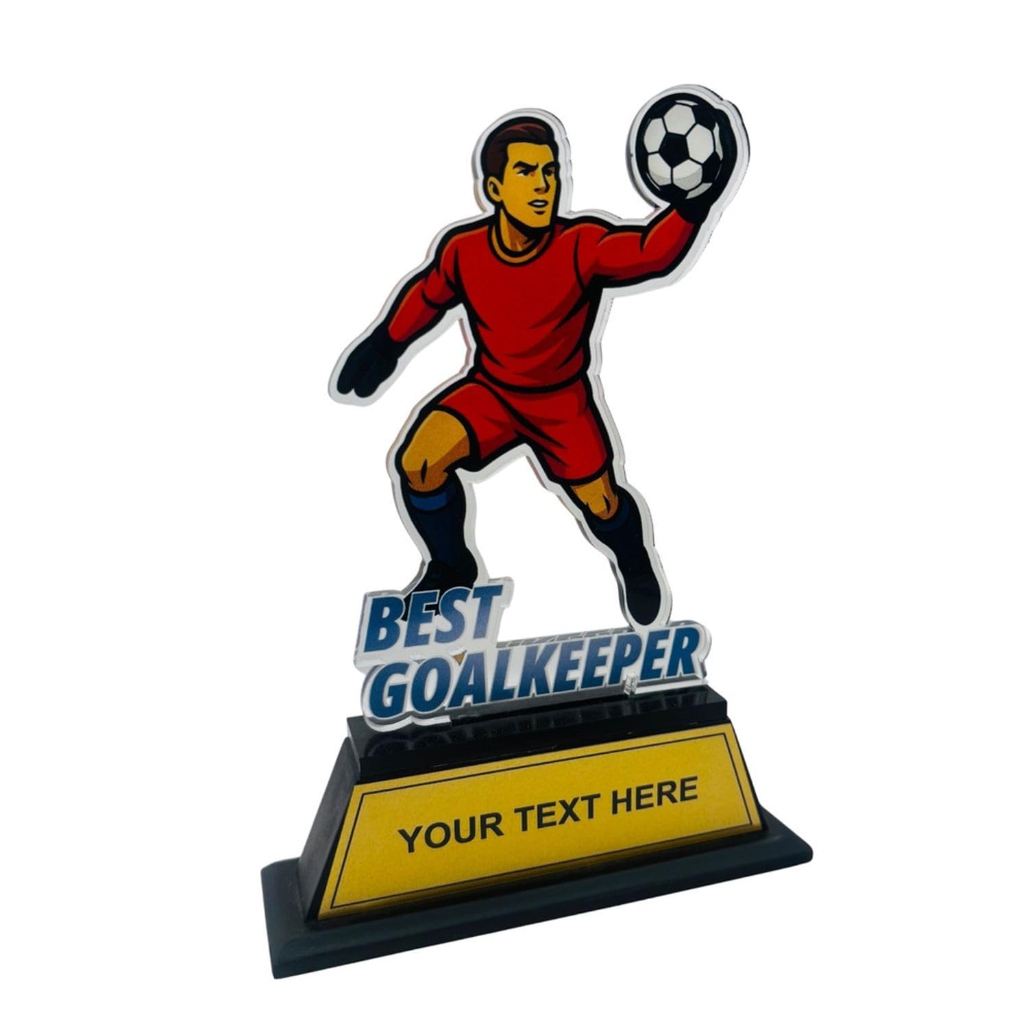 Acrylic Football Best Goalkeeper Trophy 8 Inch | Customizable Soccer Award with Wooden Base | UV Printed Sports Trophy for Tournament, School & Events-picture-22