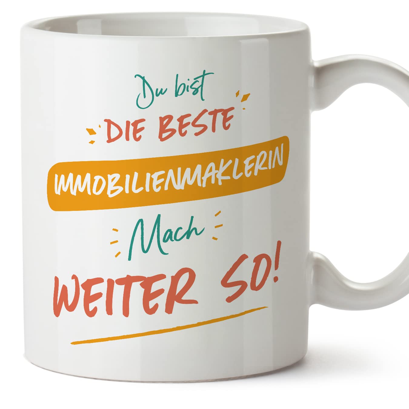 MUGFFINS Real Estate Agent Woman Mug - in German - Du bist der Beste mach weiter so! - Funny Gift for Colleagues - Ceramic 11oz Mug
