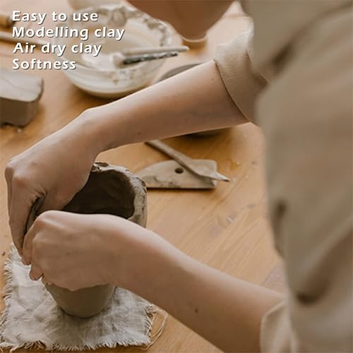 Miniatura 3 de Jorsun Arcilla natural seca al aire natural, compuesto multiusos no tóxico, 10 libras con 23 herramientas de cerámica, juego de herramientas de