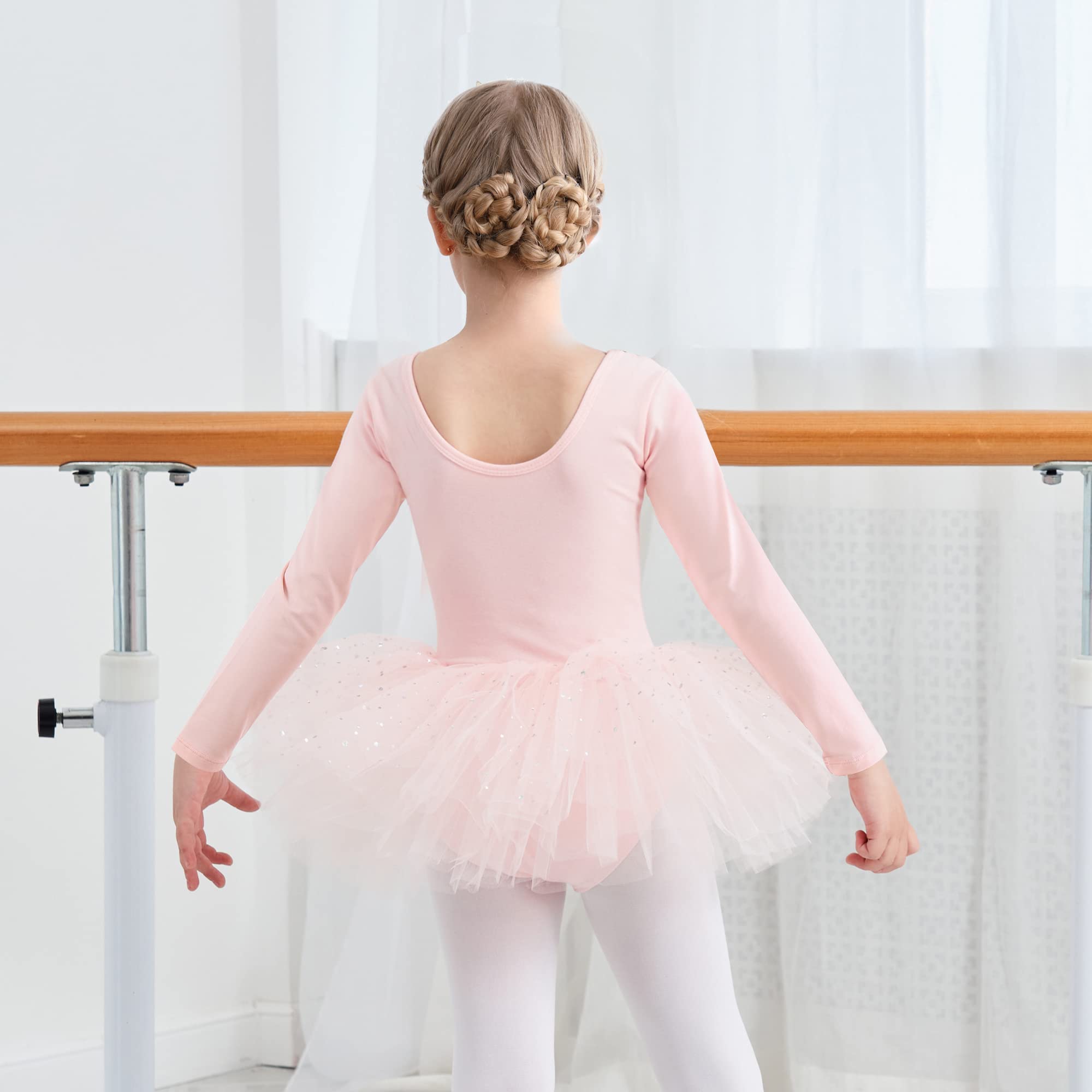 Langarm Mädchen Ballettkleidung Balettkleider balletttrikot mit rock Baumwolle Ballettanzug Ballettkleid Ballett Tütü Tanzkleid