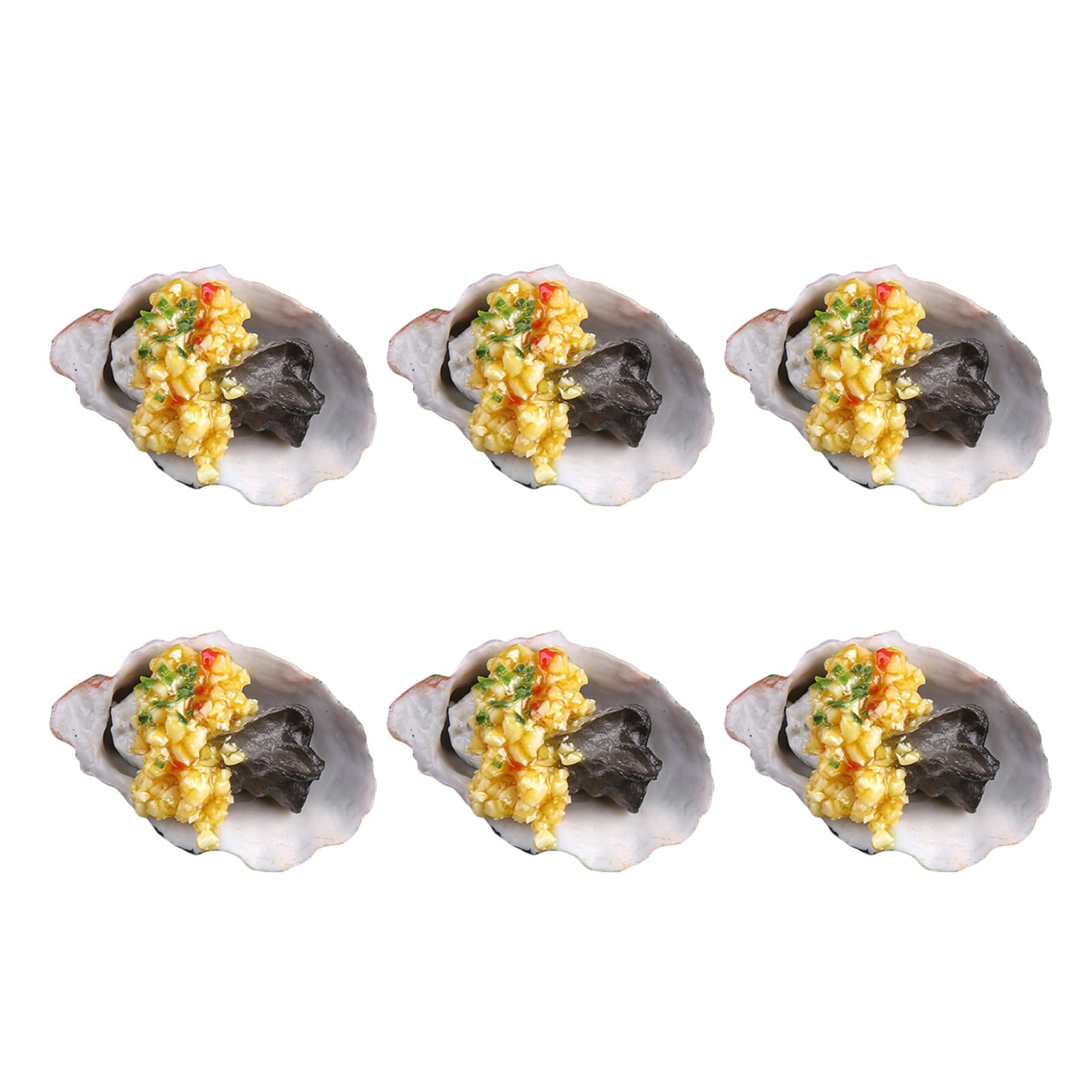 Hsioluted Artificial Grilled Scallops Model Realistic Simulation Roasted Oysters Seafood Model for Decoration Display Props Fake Scallops