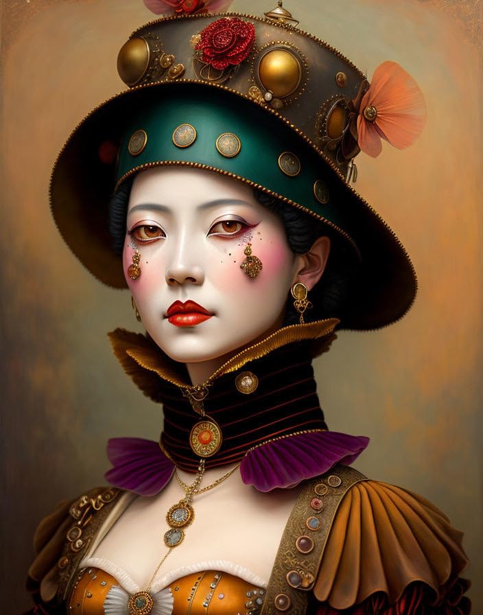 Poster femme clown steampunk en impression toile premium