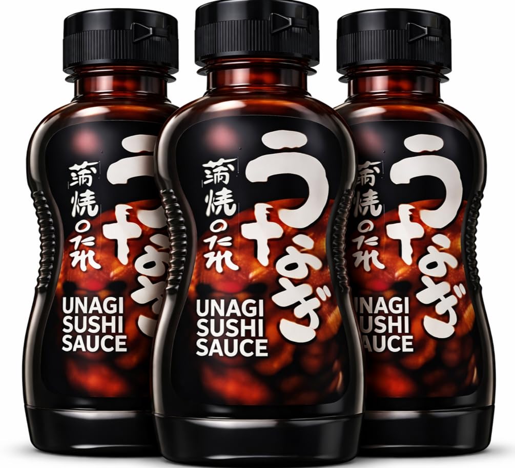 Japanese Unagi Sauce, Sweet Savory Eel Sauce Glaze, 3 Pack, 11.8 Fl Oz Bottles, for Sushi Rolls, Rice Bowls and Grilling