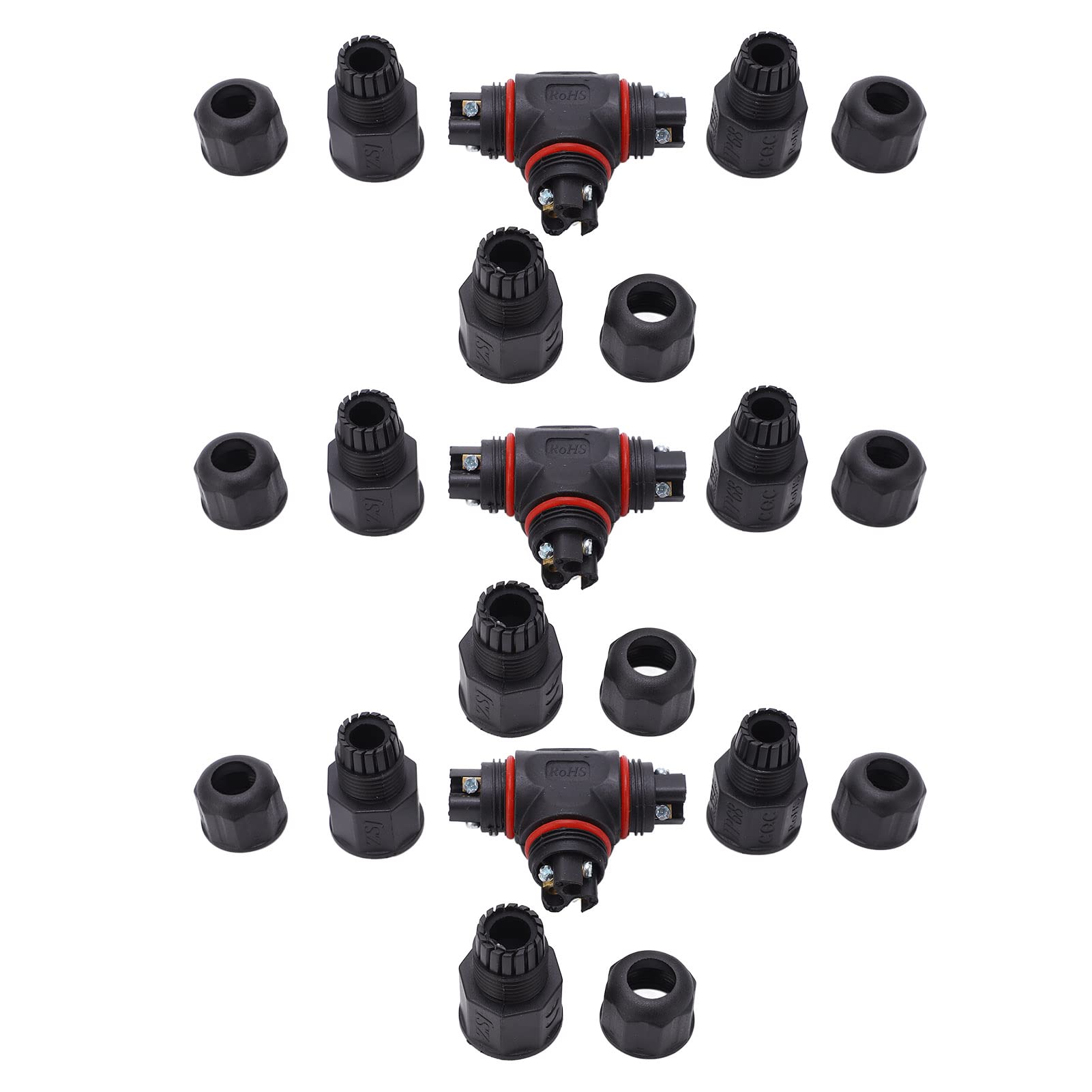 3 Way Junction Box Connector, 3 Pin IP68 Rated, Silicone Sealing for LED Outdoor Lights, Street Tunnel Lighting, Geo Garden Applications