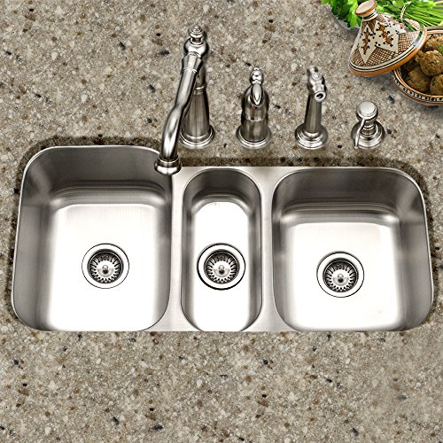 Houzer Mgt-4120-1 Medallion Gourmet Series Undermount Stainless Steel Triple Bowl Kitchen Sink #TOP1