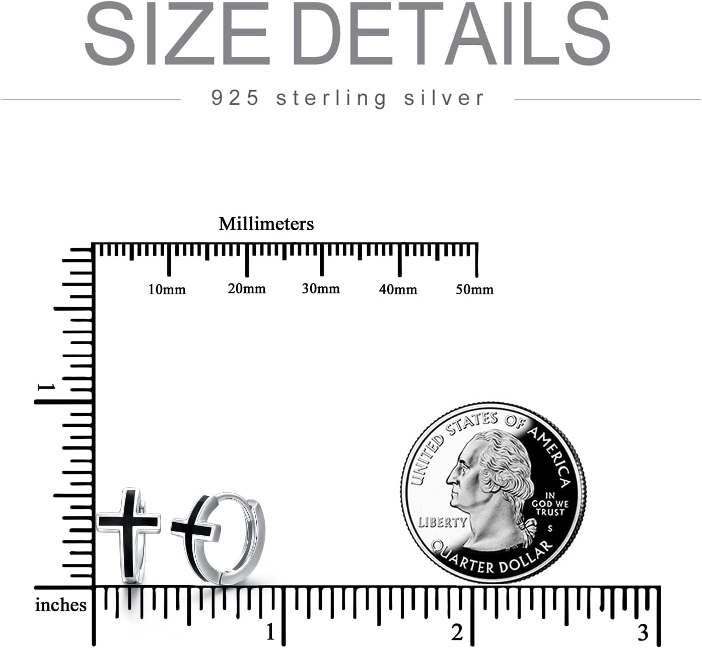 Cross Huggie Earrings Sterling Silver Hypoallergenic Cross Hoop Earrings for Men Women - Image 6