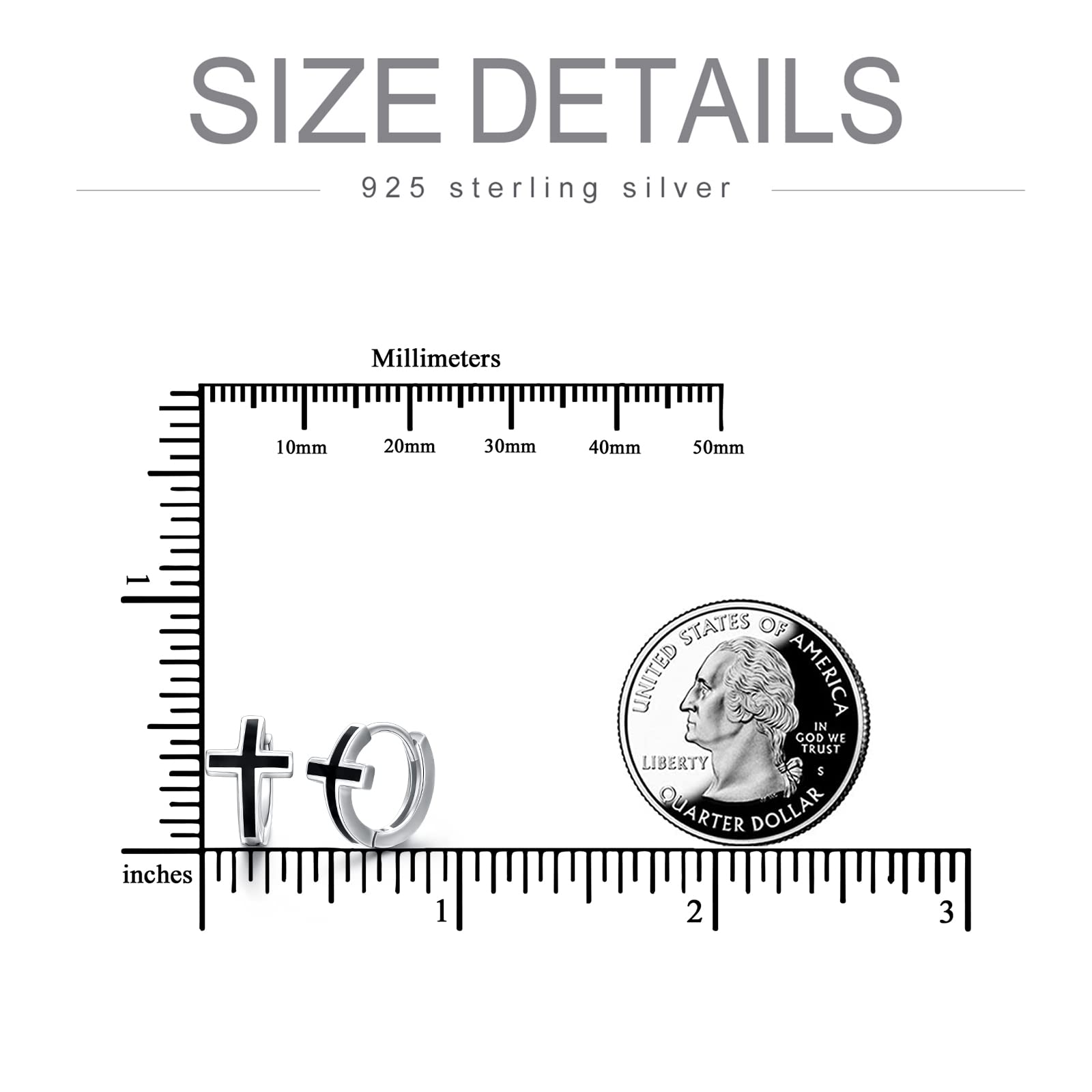 Kreuz Huggie Ohrringe aus Sterling Silber Hypoallergen Kreuz Creolen für Männer und Frauen