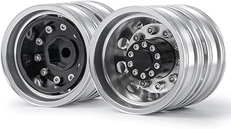 RCLIONS 2pcs Aluminum Alloy Trailer Rear Rims Hub 12mm Hex Beadlock Wheels for Tamiya 1/14 Tractor Truck Car