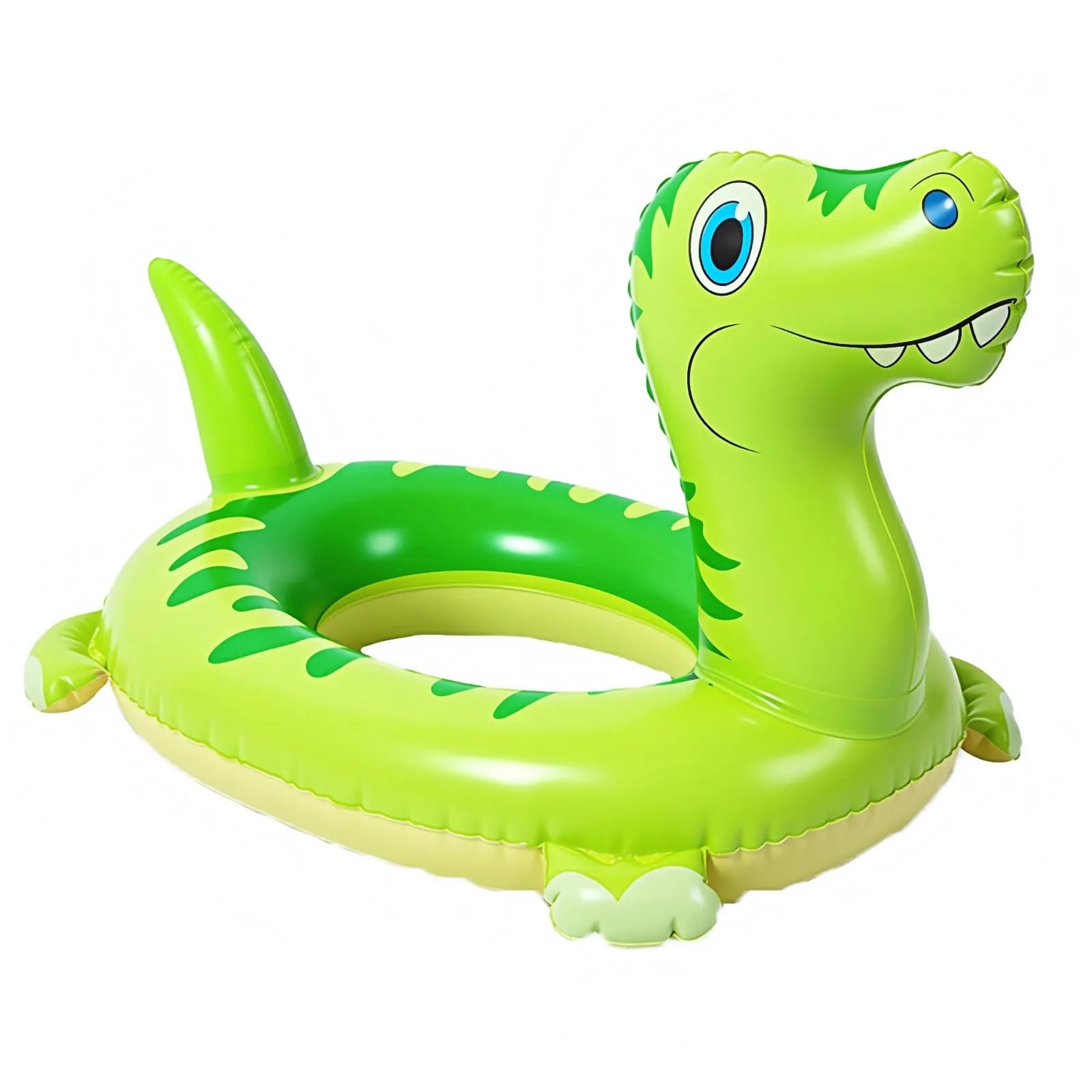 BORFUE Green Pool Inflatables Dinosaur Swim Ring with Tail Durable Pool Floats Inflatable Swimming Ring Circle for Summer Beach Water Party Toys