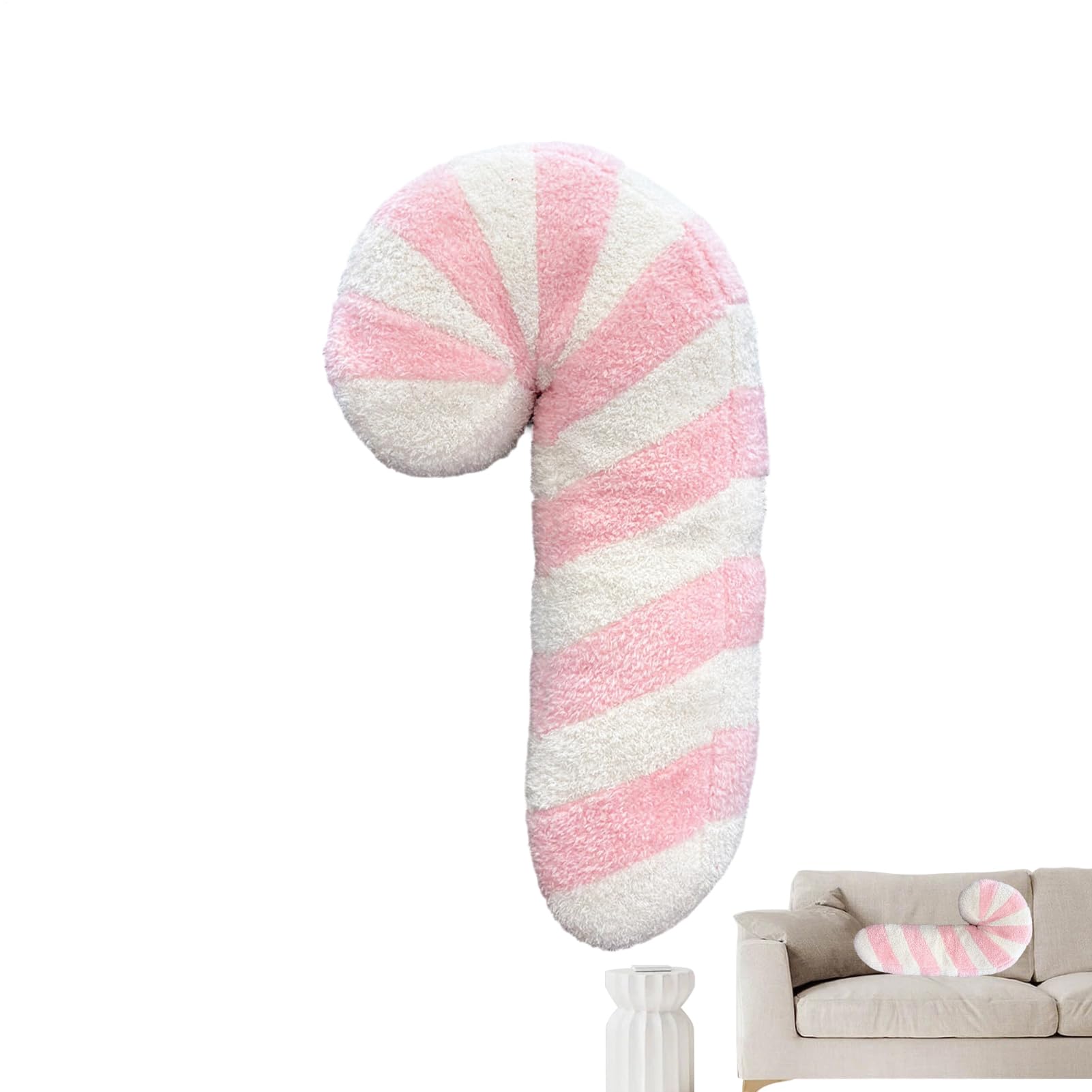 Coussin en peluche douce de Noël : canne à sucre pour chambre et voiture