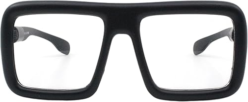 Miniatura 2 de Gafas cuadradas gruesas con lentes transparentes, marco de lentes supergrandes, color negro mate, Mate negro