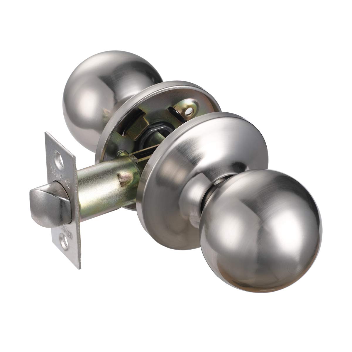 HISAFE Heavy Duty Passage Door Knobs, Left or Right Handing, Satin Chrome Finished Non-Locking Door Handle, Knobs for Hall and Closet Door, 1 Pack