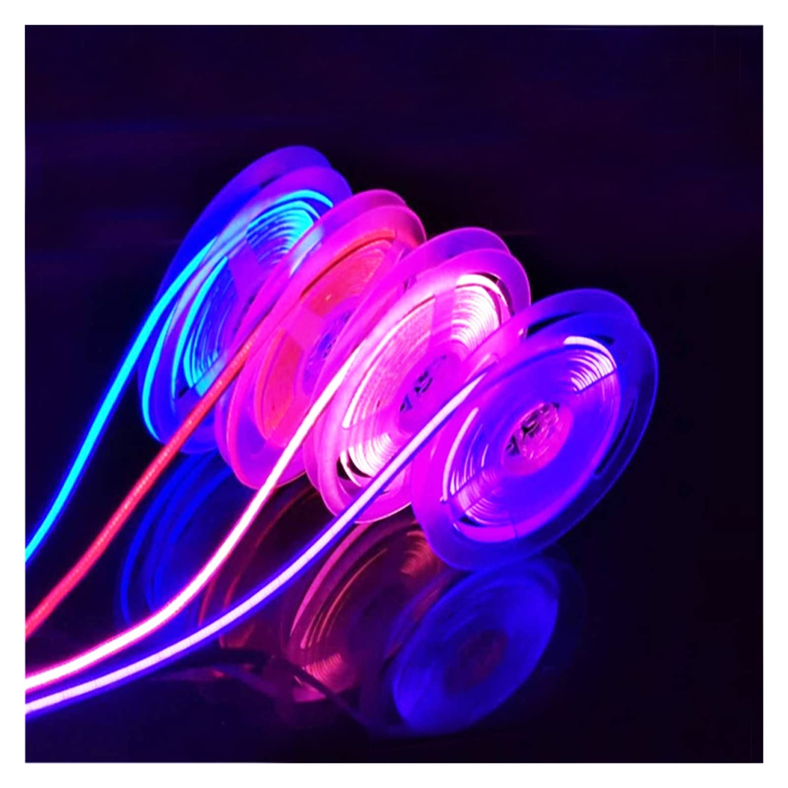 Tira de luces LED COB de 5 V CC, densidad USB, iluminación lineal, 320 LED/m, cinta flexible, luces cálidas y naturales, color blanco, rojo, azul y verde (blanco frío, 2 pines, 1 m)