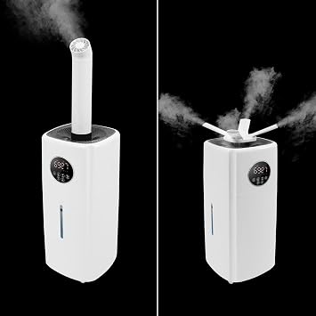 Ultrasonic Humidifier, 5.5 Gal Whole House Humidifier for Large Homes, 3229 sq ft Coverage, 2000 ML/H Mist Output, Remote Control, Top Fill, 3 Speed Dual 360 Nozzles, Wheels