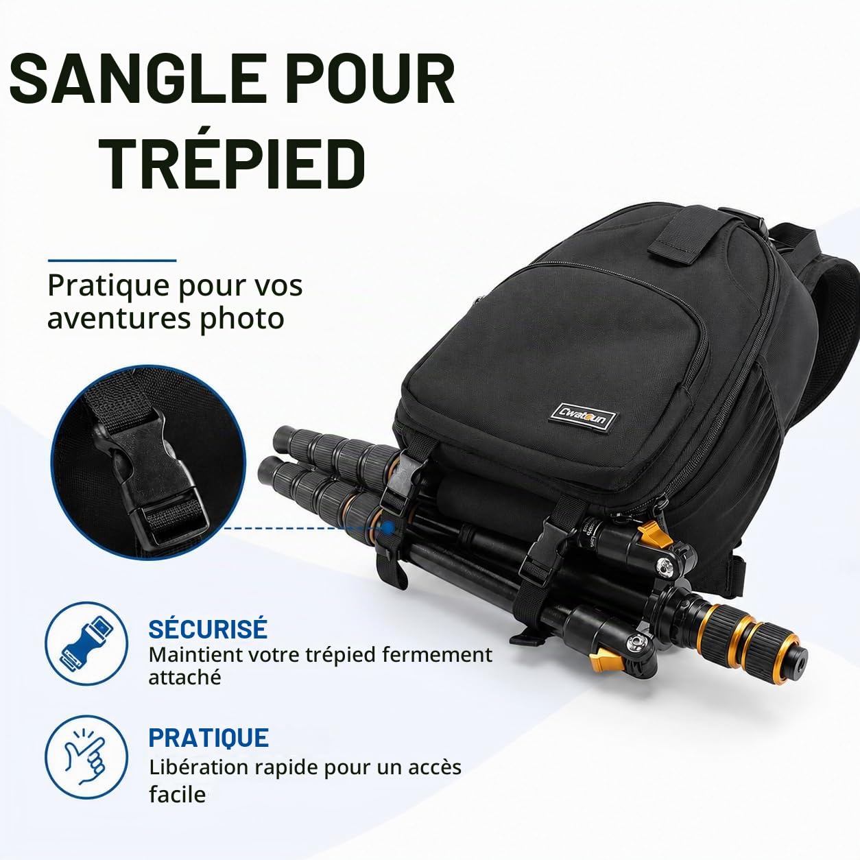 Cwatcun Sac pour Appareil Photo, Sac à bandoulière pour Appareil Photo, Sac pour Appareil Photo Reflex avec Port de Chargement USB Compatible, Sac à Dos étanche et résistant aux Chocs(2.0 Noir)