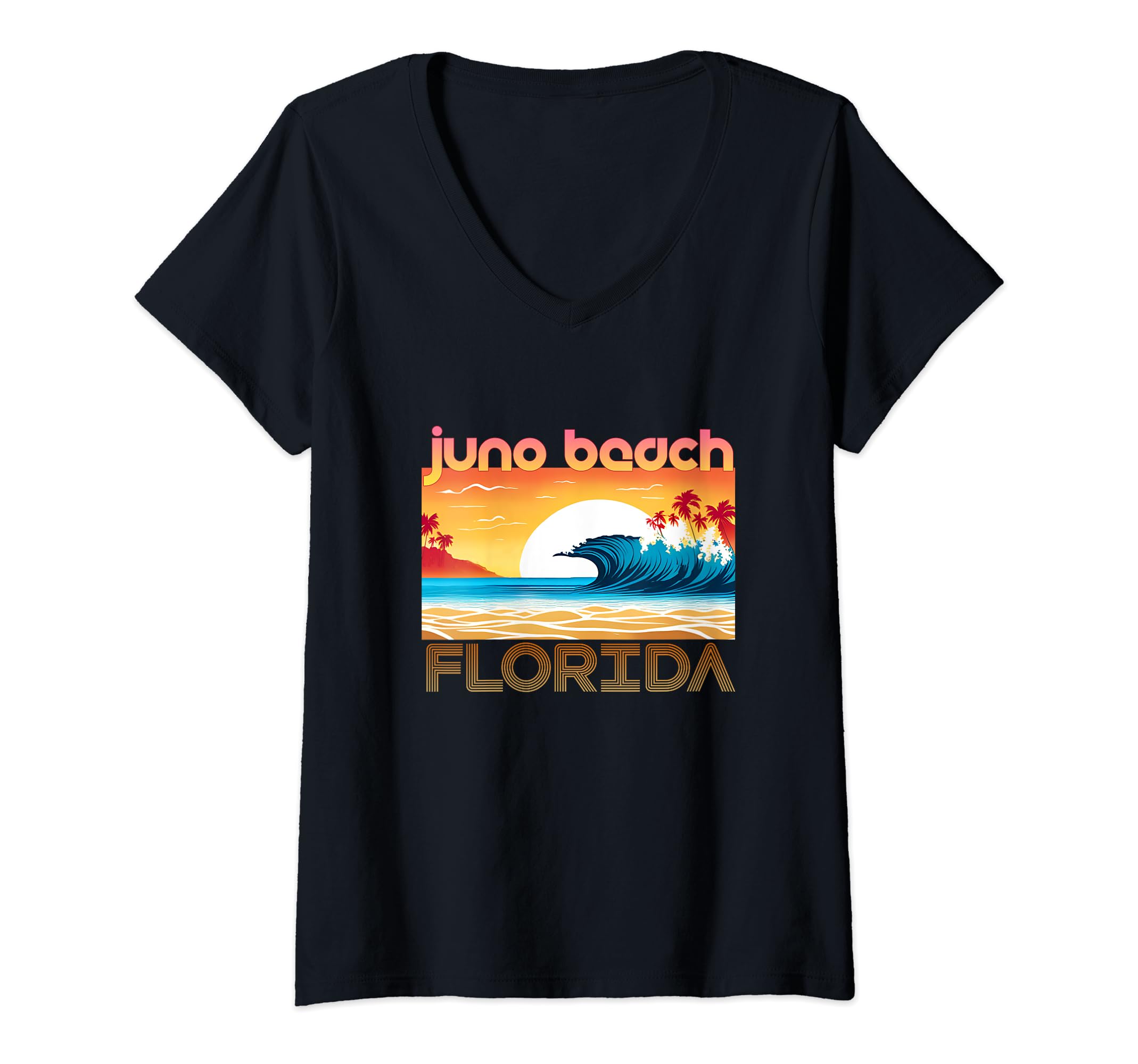 Womens Juno Beach Retro Vintage Souvenir Apparel - Juno Beach V-Neck T-Shirt