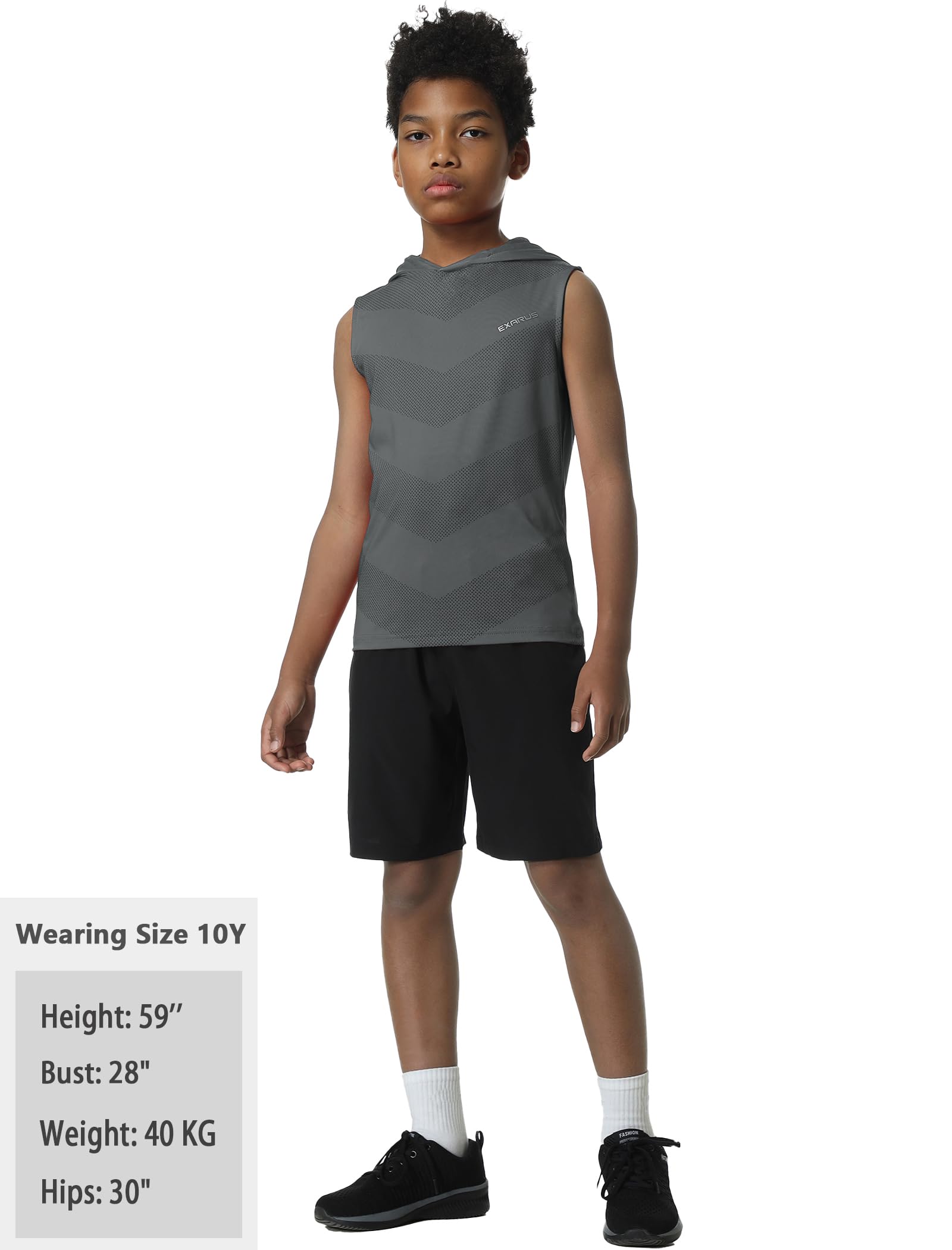 EXARUS Camiseta sin mangas atlética sin mangas para niños, de secado rápido, para niños, adolescentes y jóvenes