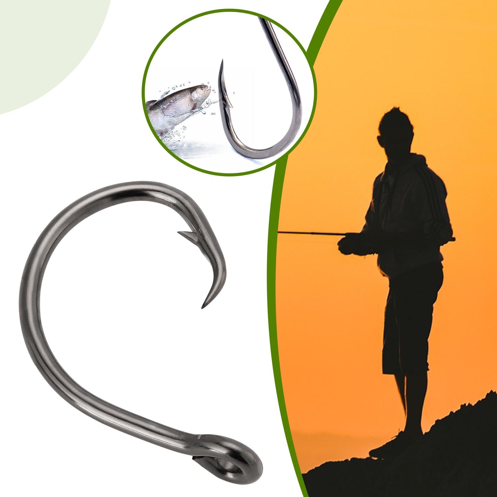 ECSiNG 10Pcs Fishing Hooks 12/0 Circle Hooks Saltwater Fishing Hooks Big Game Hook for Tuna Halibut Bass Cod Black Nickle Coating - Image 3