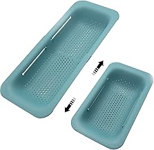 Collapsible Sink Colanders and Strainers Basket Over the Sink Colander Collapsible Colander Extendable Plastic Fruit Vegetable Strainer Drainer Basket for Kitchen(Green )